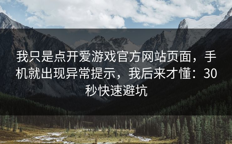 我只是点开爱游戏官方网站页面，手机就出现异常提示，我后来才懂：30秒快速避坑